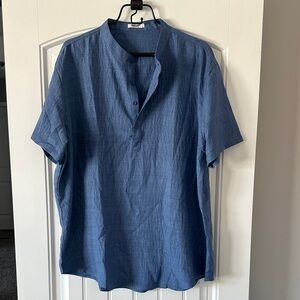 Men's Blue Casual Button Down Shirt